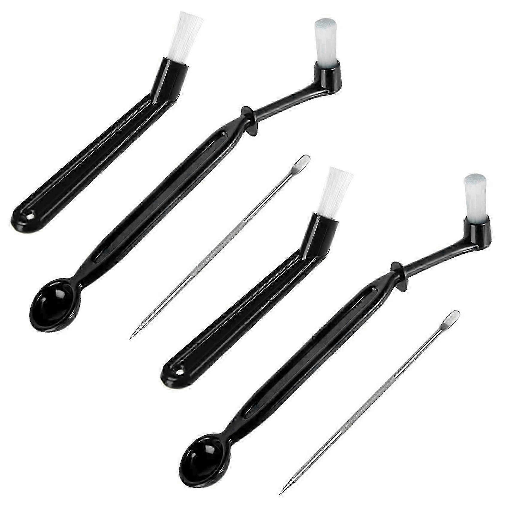 6-Piece Black Espresso Machine Group Head Cleaning Brush & Spoon Tool Kit