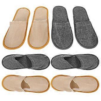 Non-Slip Linen Disposable Slippers for Home Use 6Pair Assorted Color Design