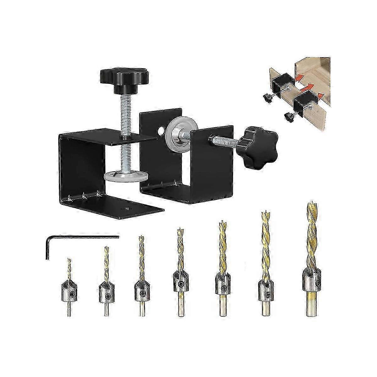 4Pcs Countersink Drill Bits Set Universal Cabinet Hardware C Clamp for Woodworking
