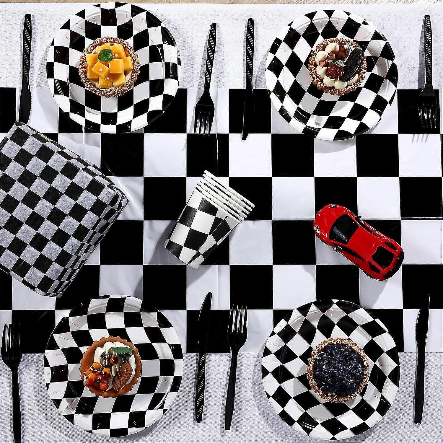 Checkered Table Runner (6 Pcs) - Racing Theme Decor