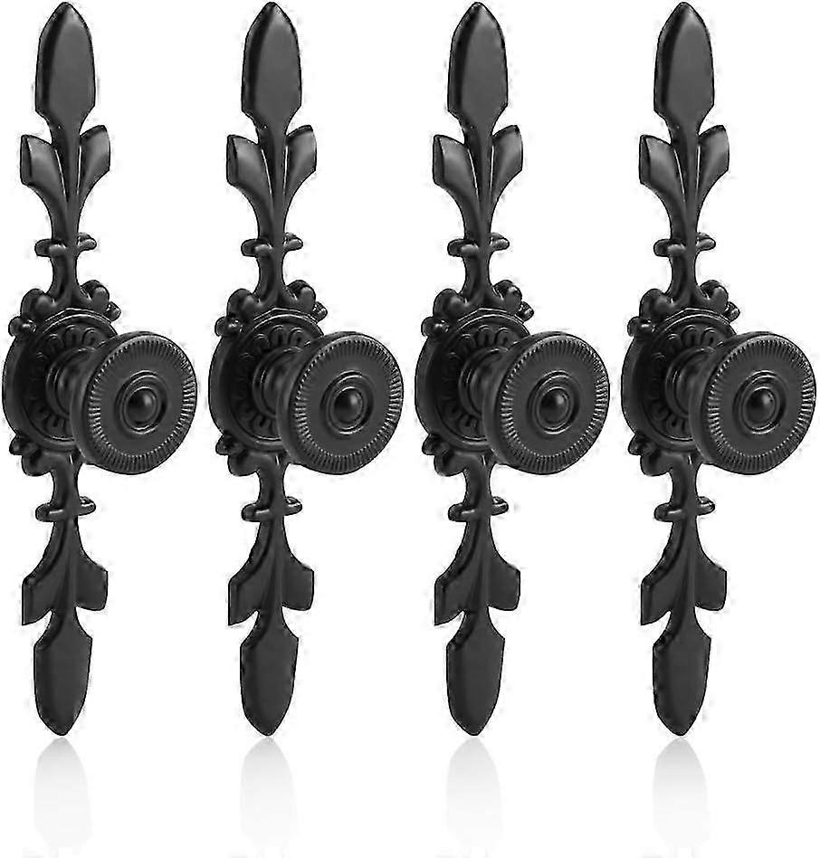 4Pcs Vintage Style Black Pull Handle Door Knobs for Cabinets Doors