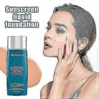 Daily Outdoor Skincare for Women: SPF50 Tinted Mineral Sunscreen Foundation with Watery Light UV Protection Lotion-1