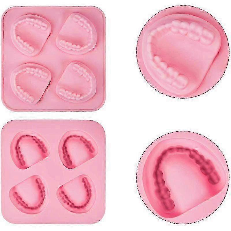 Silicone Ice Cube Mold 4 Hole Denture Teeth Shape for DIY Ice Cream