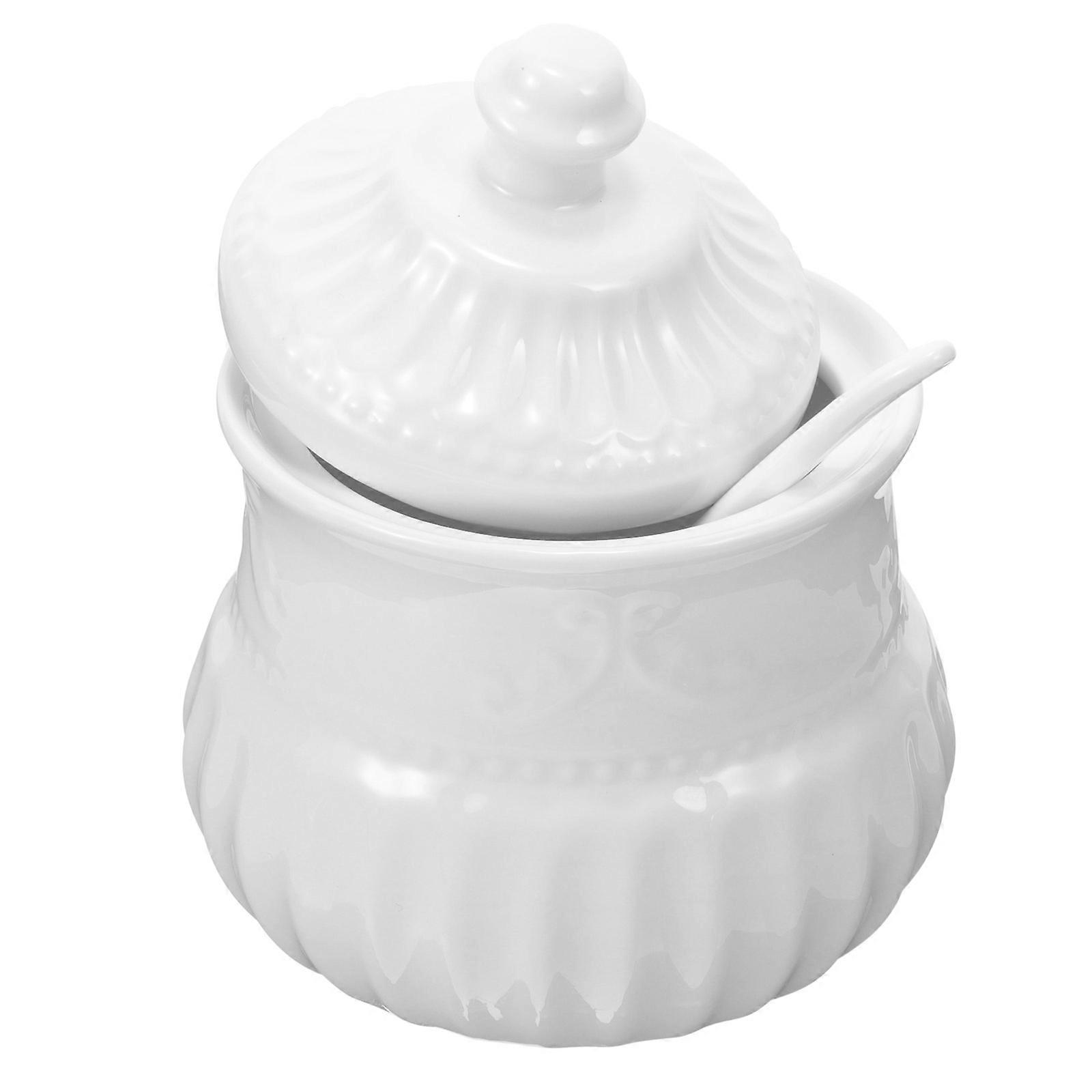 Ceramic Sugar Storage Jar with Lid for Kitchen Use