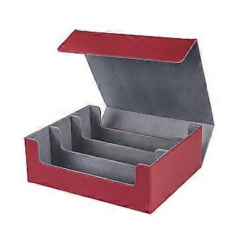 Trading Card Storage Box Leather Deck Case with Magnetic Lock and Removable Dividers