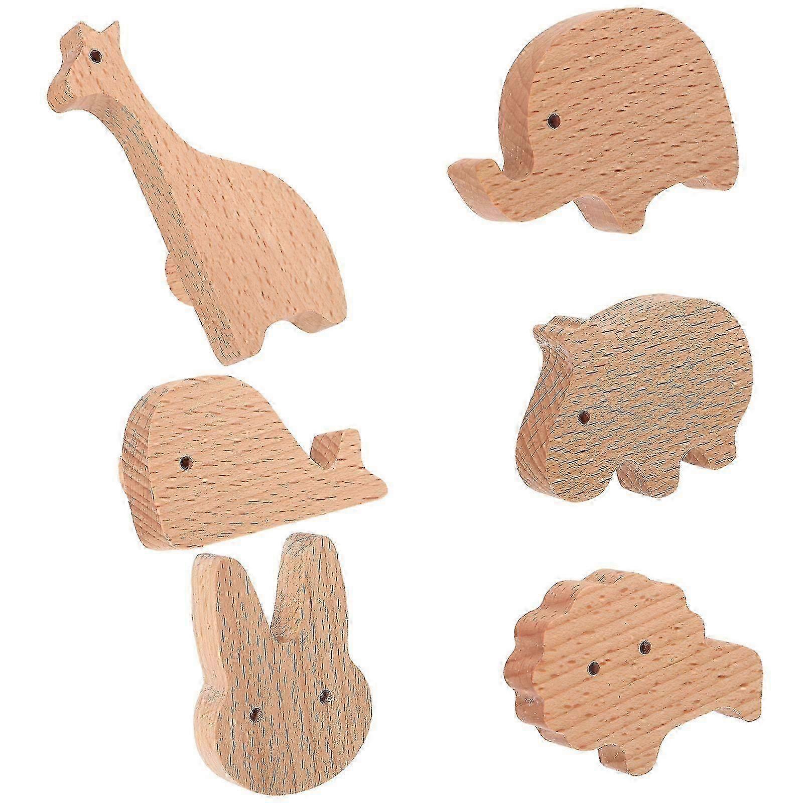 6Pcs Dresser Knobs Cabinet Door Knobs Wooden Drawer Knobs Animal Furniture Pulls