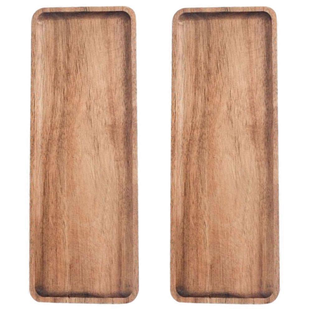 Fruit Serving Tray Rectangular Wooden for Multi Food Use 4Pcs Serving Plate