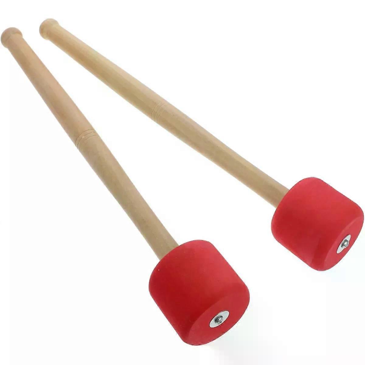 Red 2pcs Drum Mallets Sticks with Solid Froth Ball Head