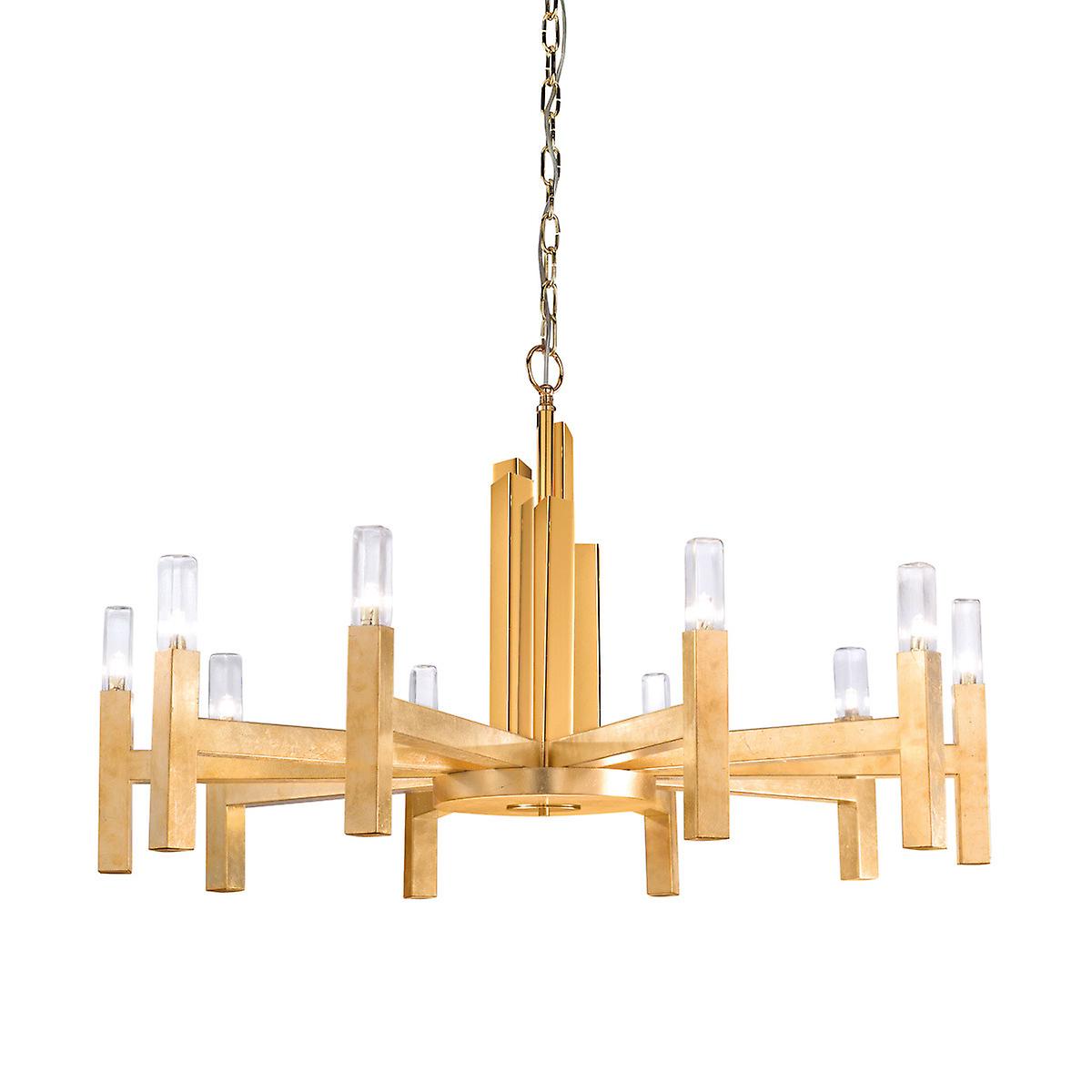 Spigolo Multi Arm Pendant Ceiling Light 10 Light Gold Leaf