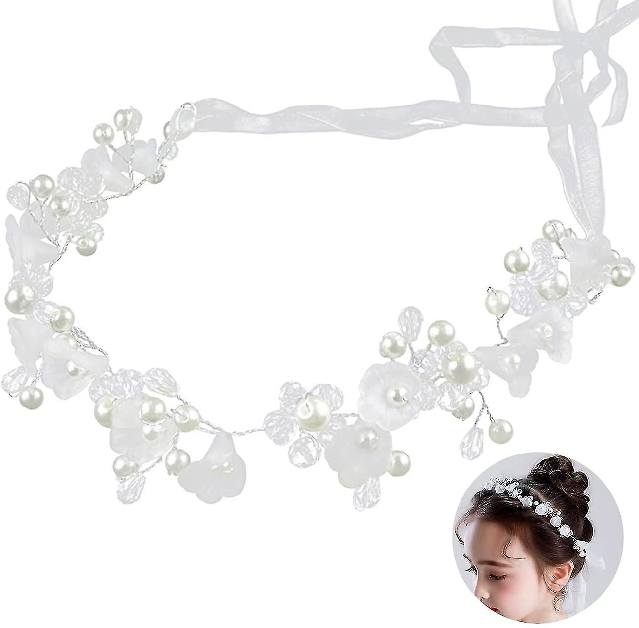 Rhinestone Brudehodebånd, bryllup pannebånd, perleblomstblad hodeplagg til bryllup