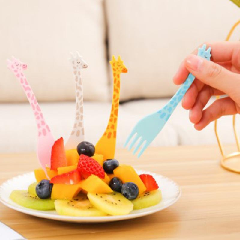 12pcs/set Cartoon Giraffe Shape Food Picks Fruit Snack Toothpick Desert Forks