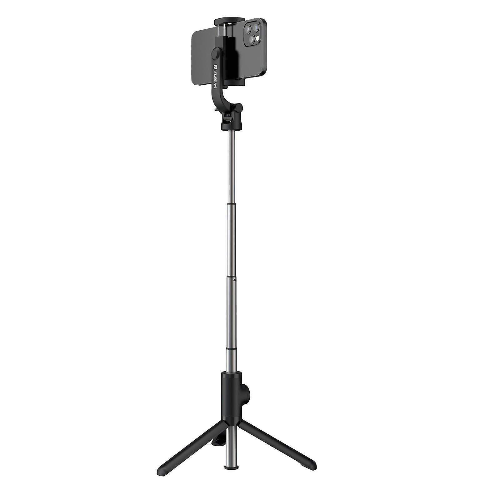Bluetooth 2-en-1 Selfie Stick Extensible Trépied Roative Head Swissten Noir
