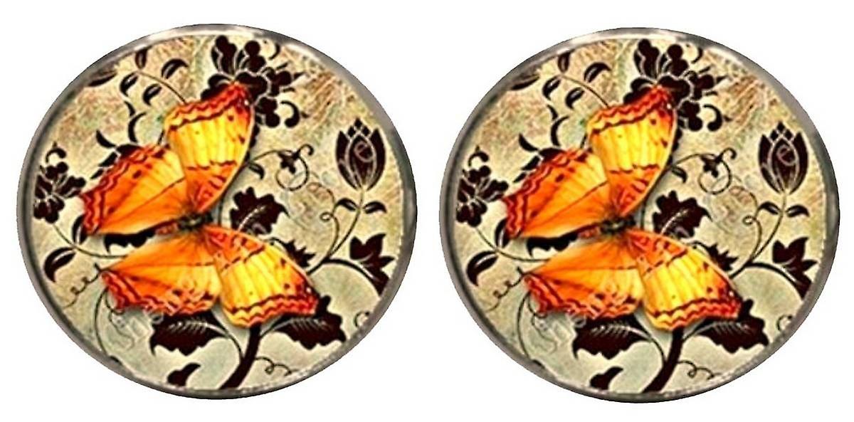 Bassin and Brown Butterfly Cufflinks - Yellow/Fawn