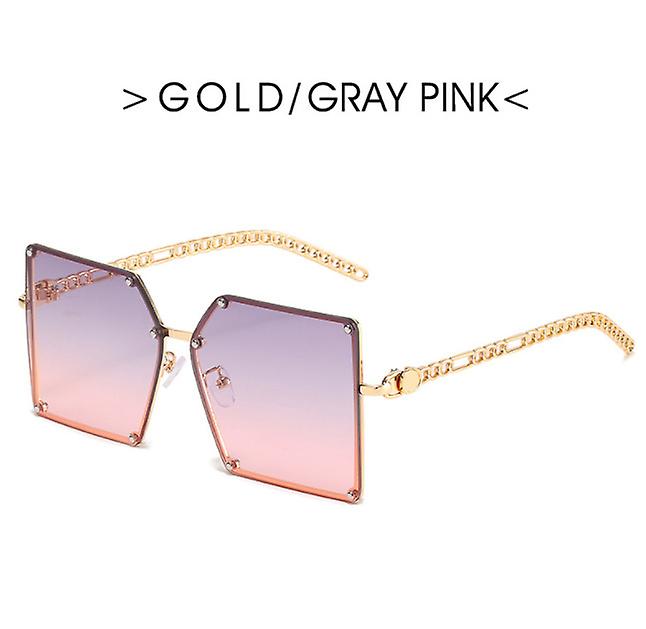 Summer Women's Square Large Frame Travel Glasses Personality Hollowed Out Sunglasses Rimless Trend Sunglasses