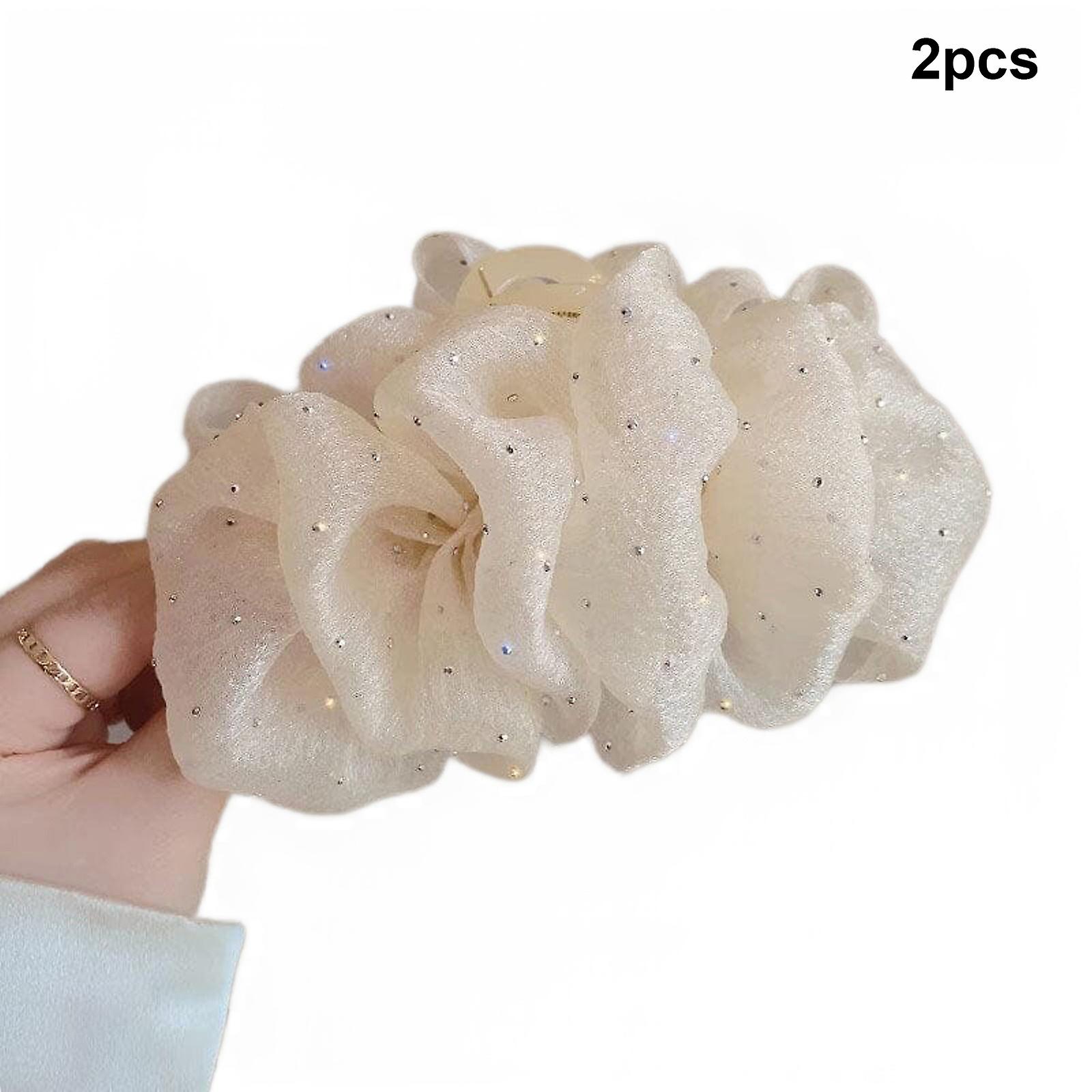Double-side Bows Bubble Clips Personalized DIY Fluffy Gauze Hair Clips for Women