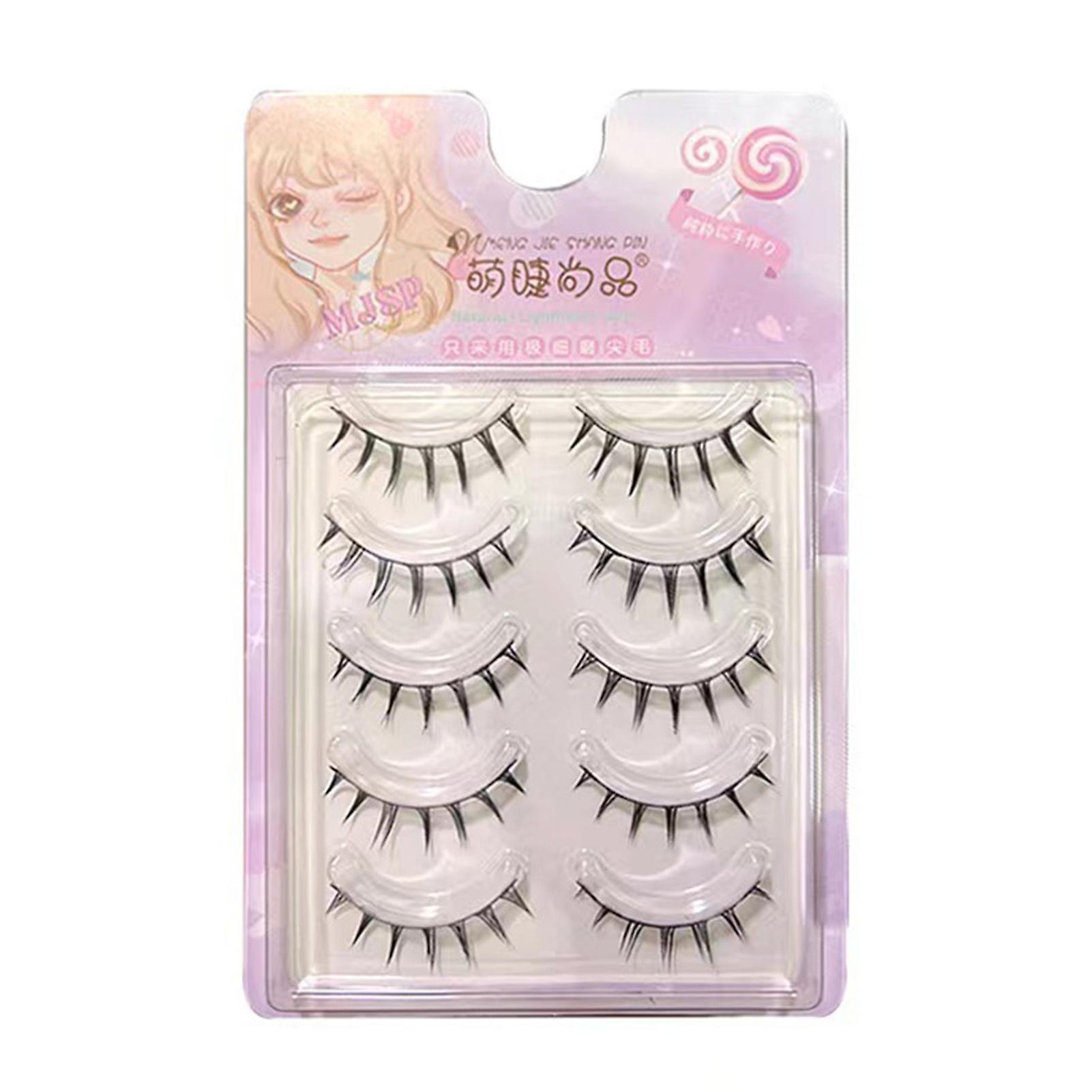 5 Pairs False Eyelashes Pack Soft 3d Effect Sharpened Tips Lashes No Irritation