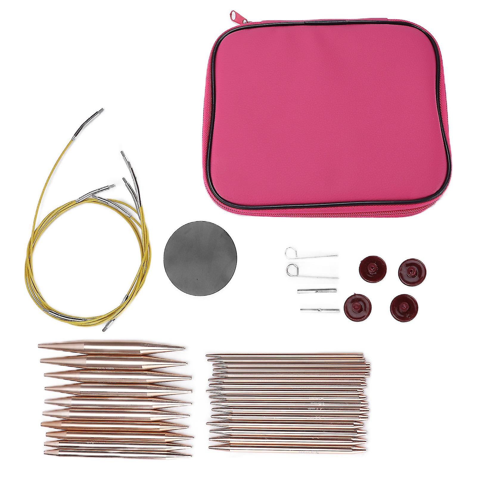 26Pcs Circular Needle Interchangeable Rose Gold Color Weaving Crochet With Storage Case For Knitting