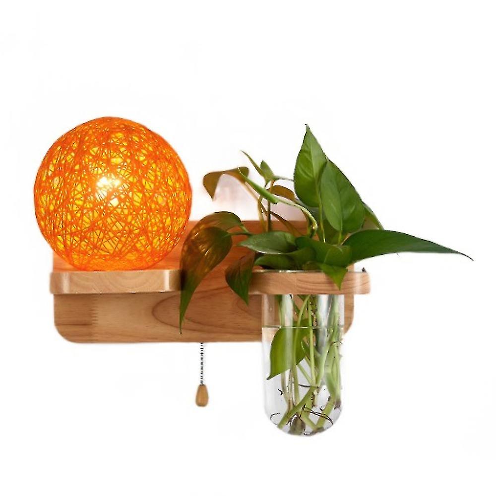 Interior Solid Wood Wall Lamp, Creative Minimalist Modern Style, Rattan Spherical Lampshade