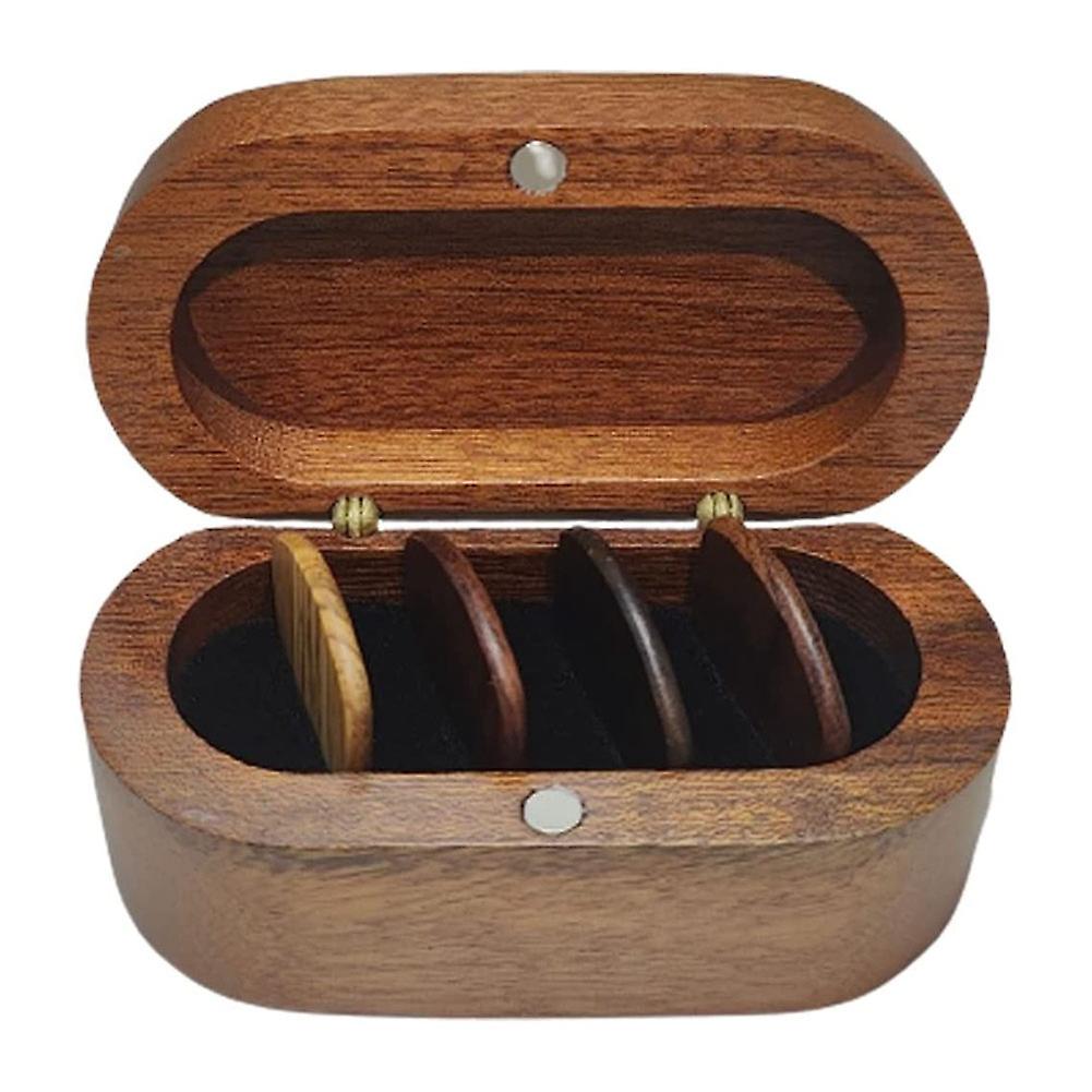 Guitar Pick Holder Set with 4 Wooden Pick,Natural Keepsake Wood Guitar Pick Display Case,Mini Guita
