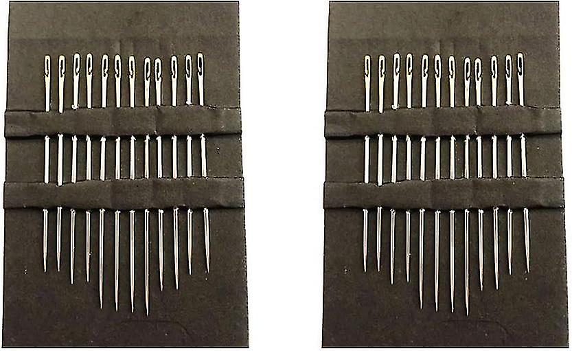Self-threading Needle Hand Sewing Needles Household Sewing Needles For Blind Old People With Gold Eye24 Pcs/2 Set Suxm