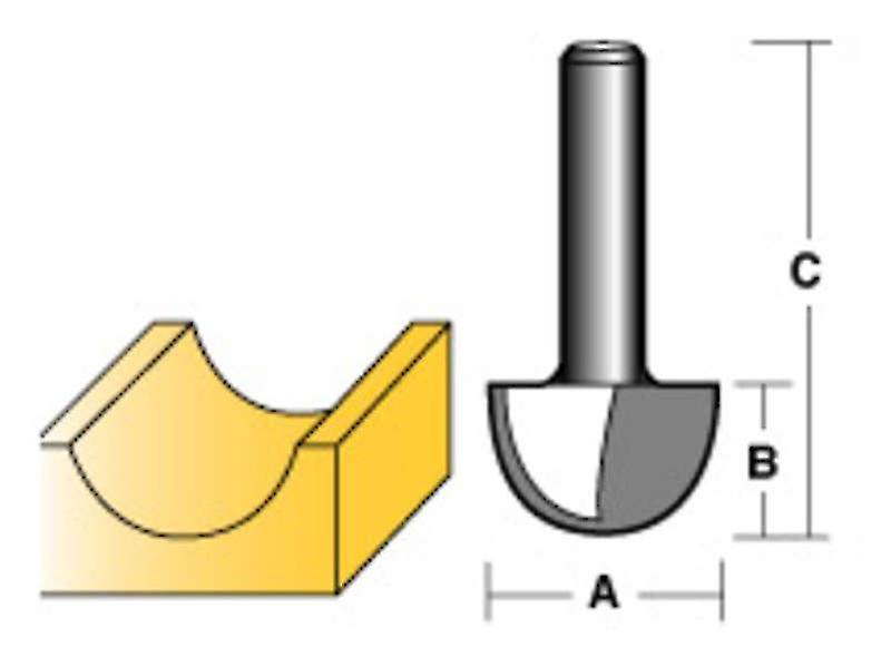 Core Box Router Bit 1/2" 1/4" Shank