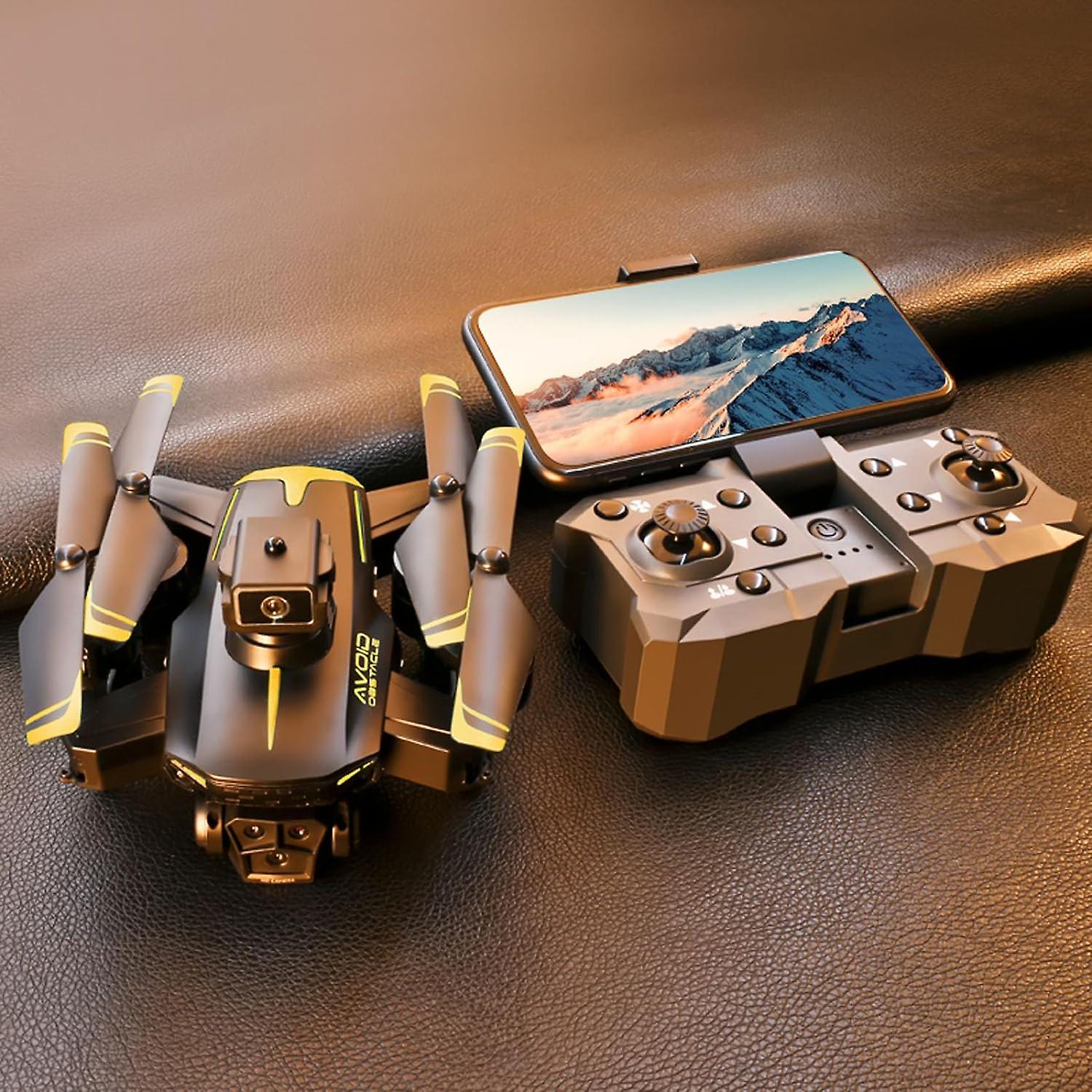 Mini Drone With Three 1080P HD FPV Camera, With Altitude Hold Headless Mode One Key Start Speed Adjustment,Cool Gifts for Adults and Kids (Yellow)