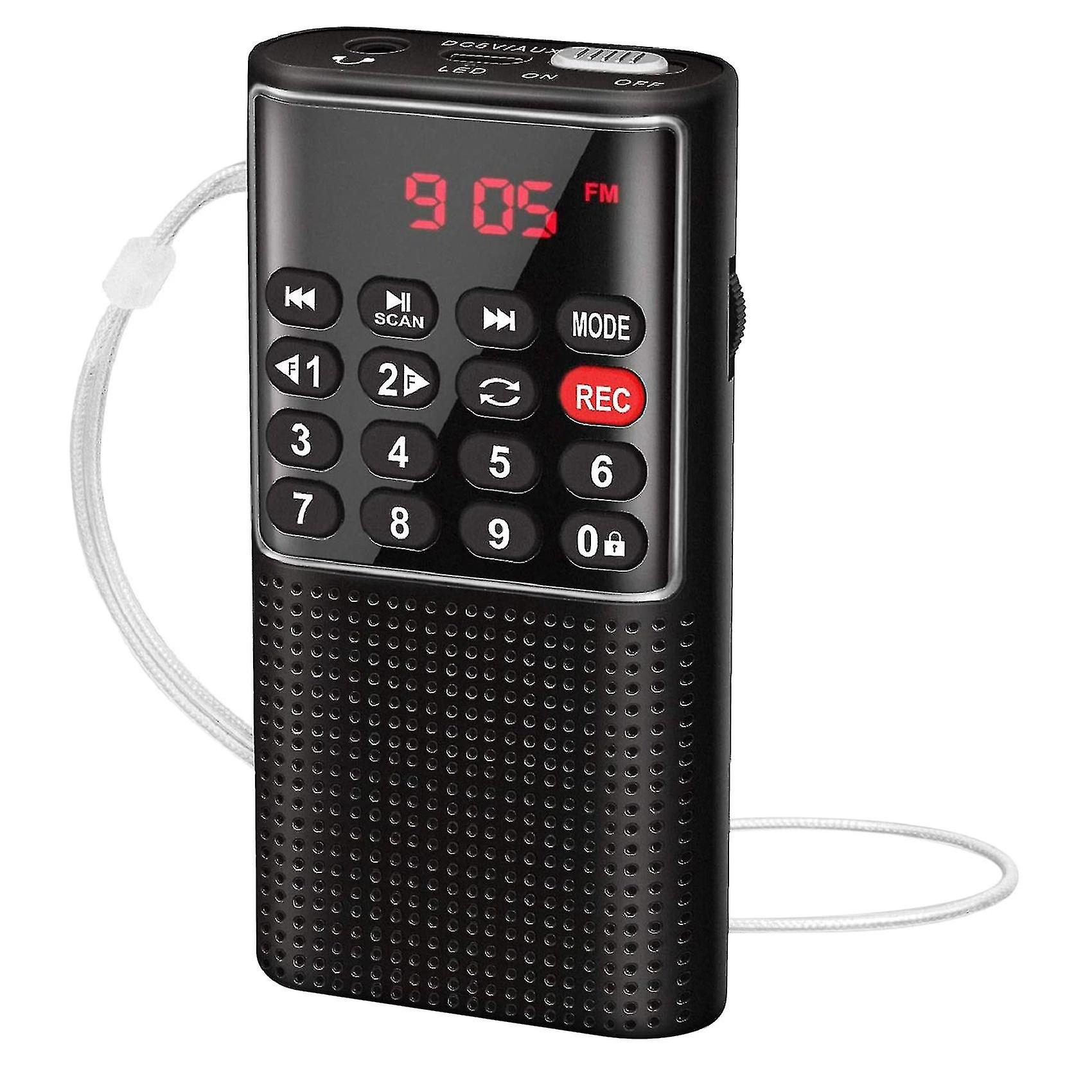 Pocket Fm Walkman Radio Portable Battery Radio With Recorder, Lock Key, Sd , Rechargeable Sound Rec