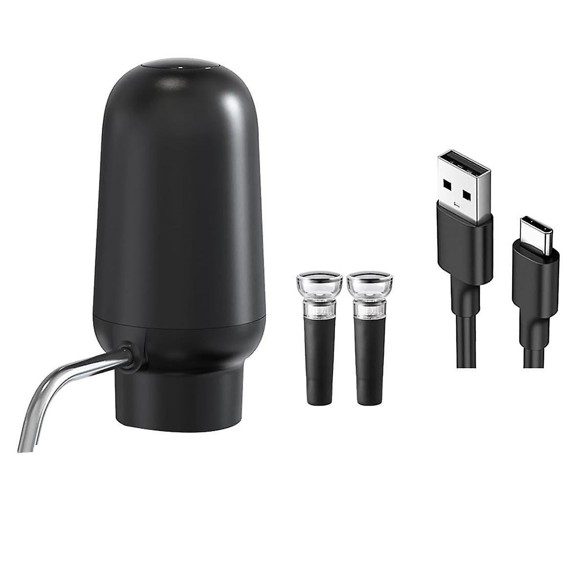 Electric Wine Pourer, Rechargeable Wine Aerator with 2 Wine Stoppers, Portable 1-Button Automatic W