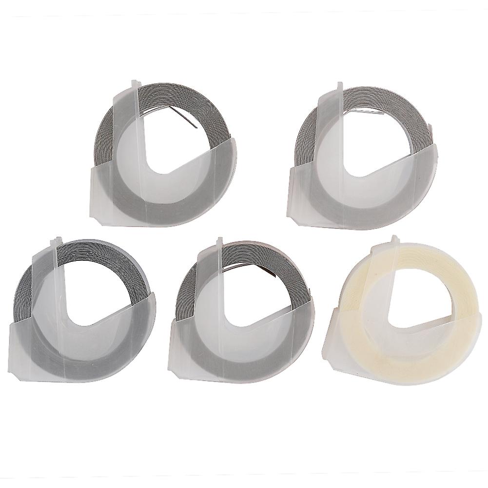 5 pcs Embossing Tape Manual 3D Decorative Manual DIY PVC Label Printer Tape 9mm 3 meters Set D