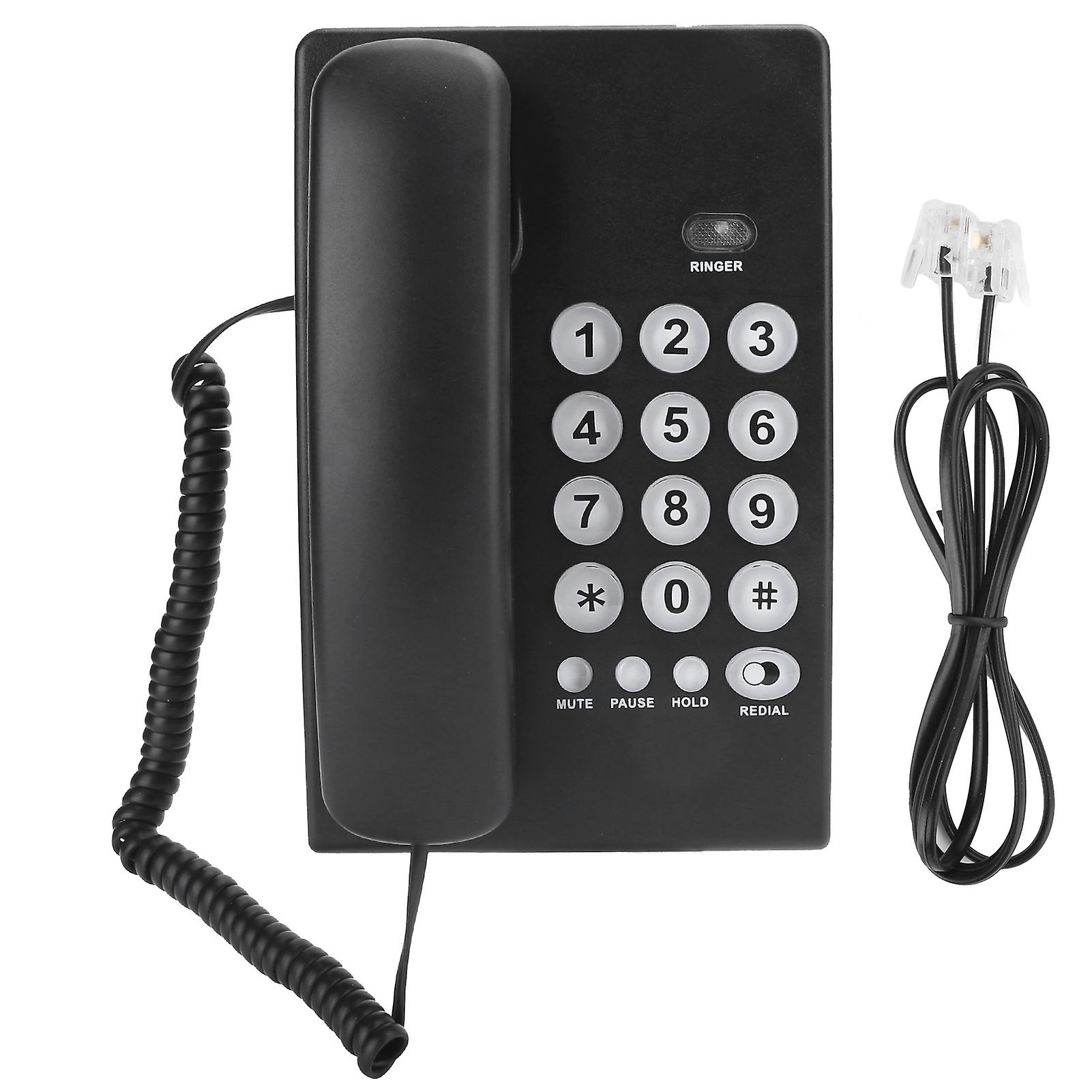 KXT504 Portable Black Landline with Flash and Mute Functions for Home and Office Use