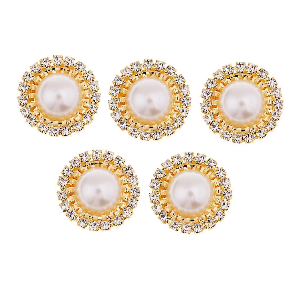 5 stk Flerfarget flatback Rhinestone knapp plagg pynt gull