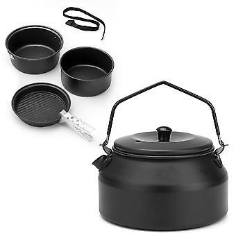 Cooking Pots Pans Kettle Set Lightweight Portable Camping Cookware Mess Kit