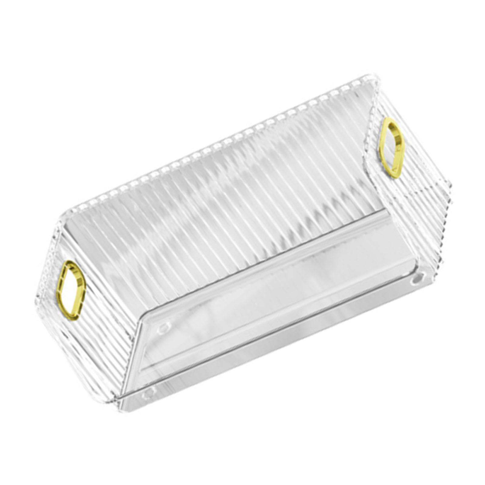 Desktop Storage Rack PET Transparent Stackable Modern Stylish Storage Box for Cup Makeup Transparent Gold 