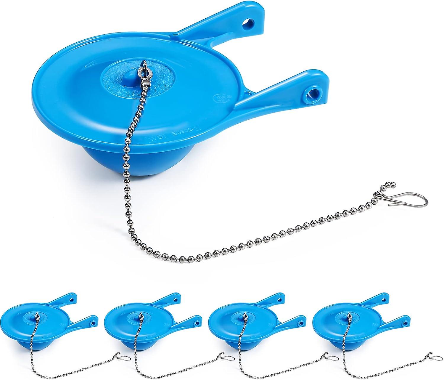 5 Pieces Toilet Flapper Replacement Part 3 Inch Rubber Toilet Flapper with Stainless Steel Chain for Most Toilets Rubber Flapper Water Saving (Blue)