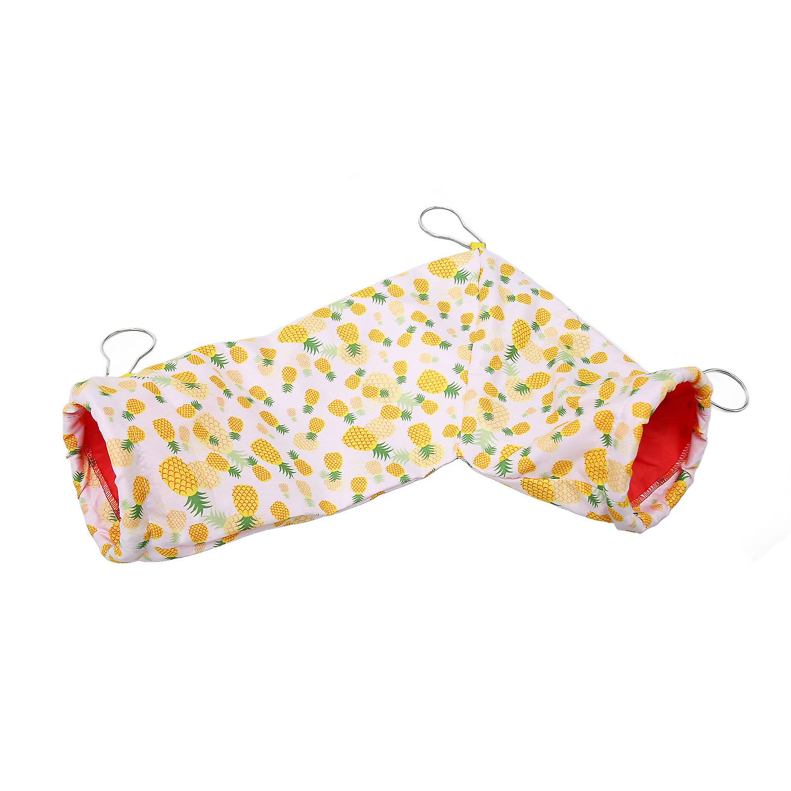 Guinea Pig Rat Corner Tunnel Polyester Easy to Fix Soft Cute Corner Tunnel for Small Pet Yellow Pineapple 