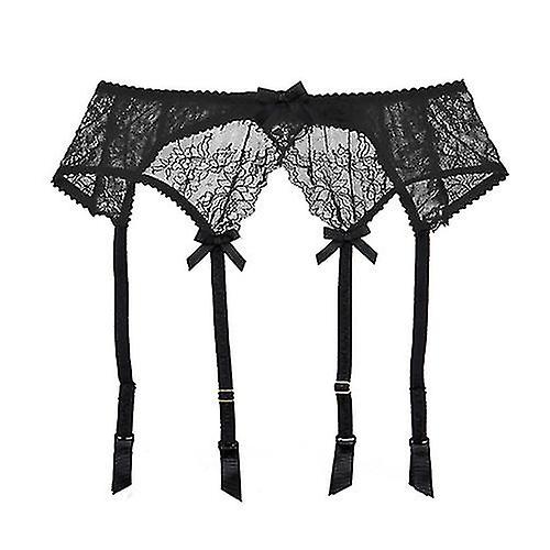 Mulheres Floral Lace Garter Mesh Suspender Set com 4 alças