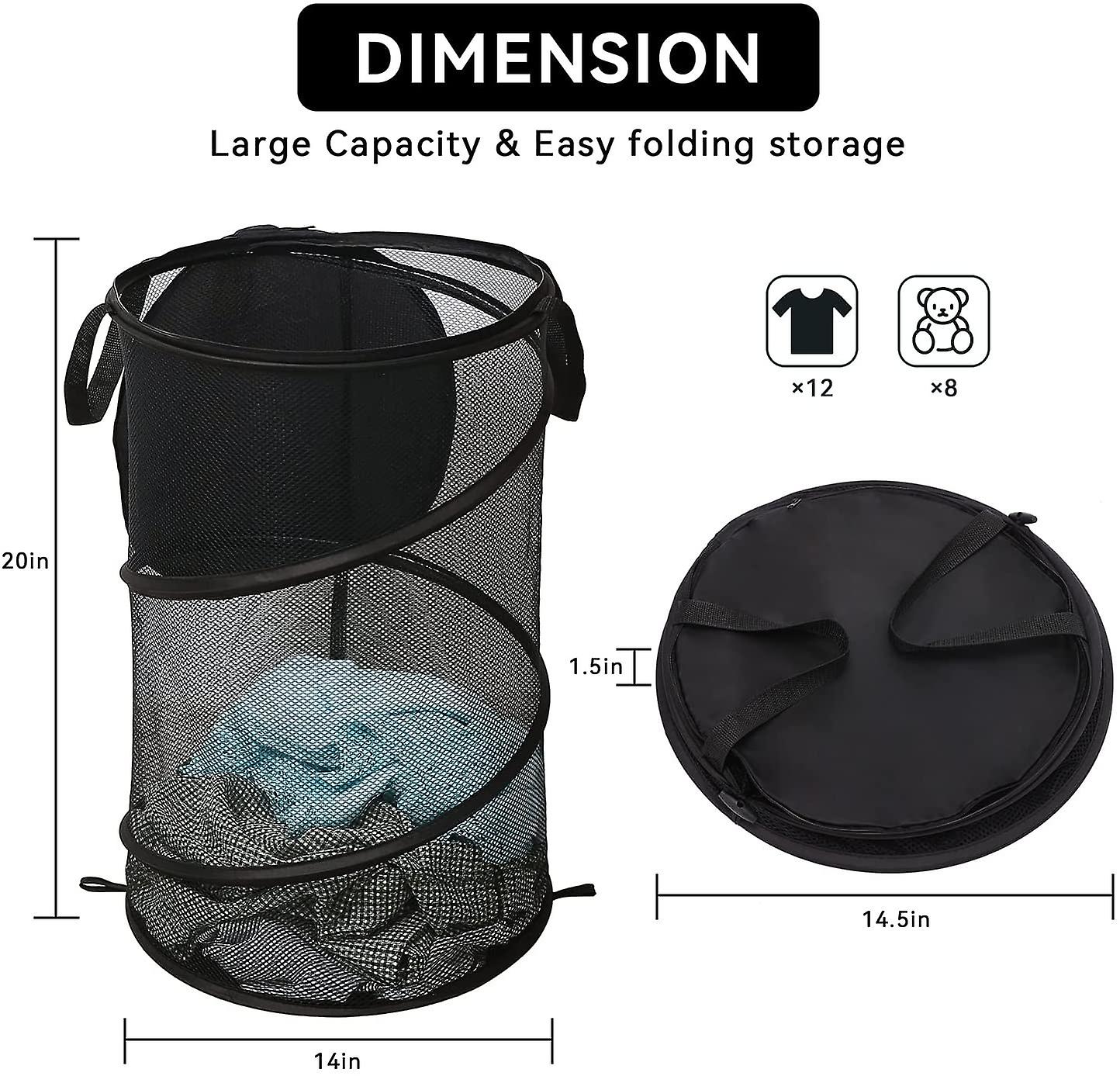 Large Laundry Basket with Lid Foldable Mesh Hamper Dirty Clothes StorageOrganize