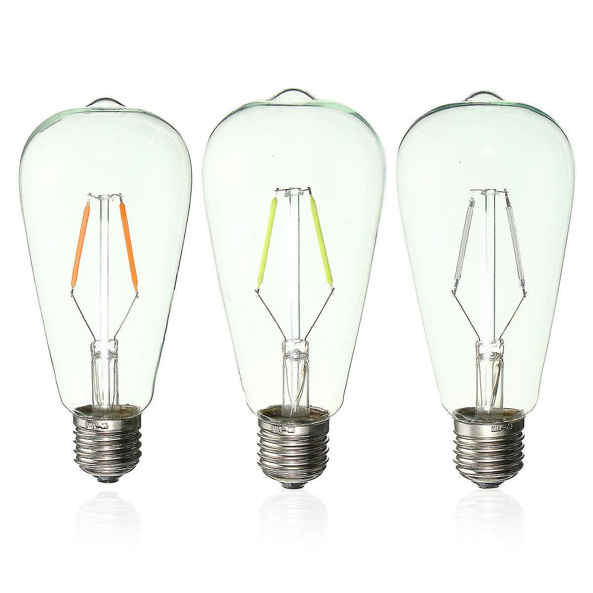 E27 2w Vintage Edison Light Bulb Led Cob Filament Colorful Lamp 220v
