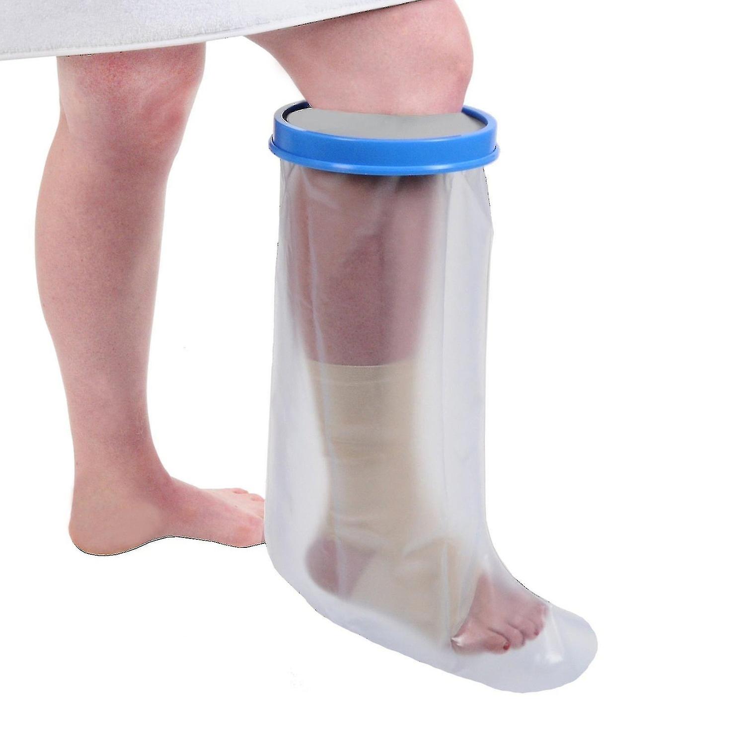 Adult short waterproof leg cast and bandage protector designed to protect dressings and injuries whi