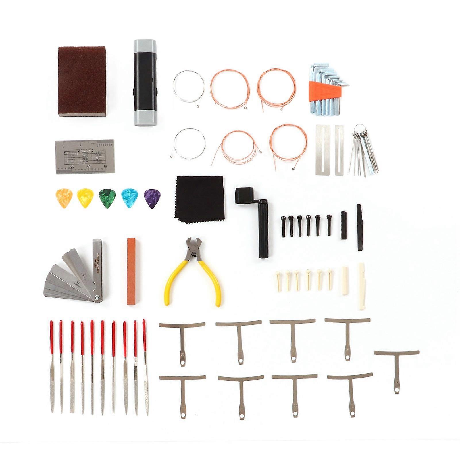 Gitarr Verktyg Kit Bridge Pin Sadel Mutter File Radius Linjal Set för underhåll reparation 