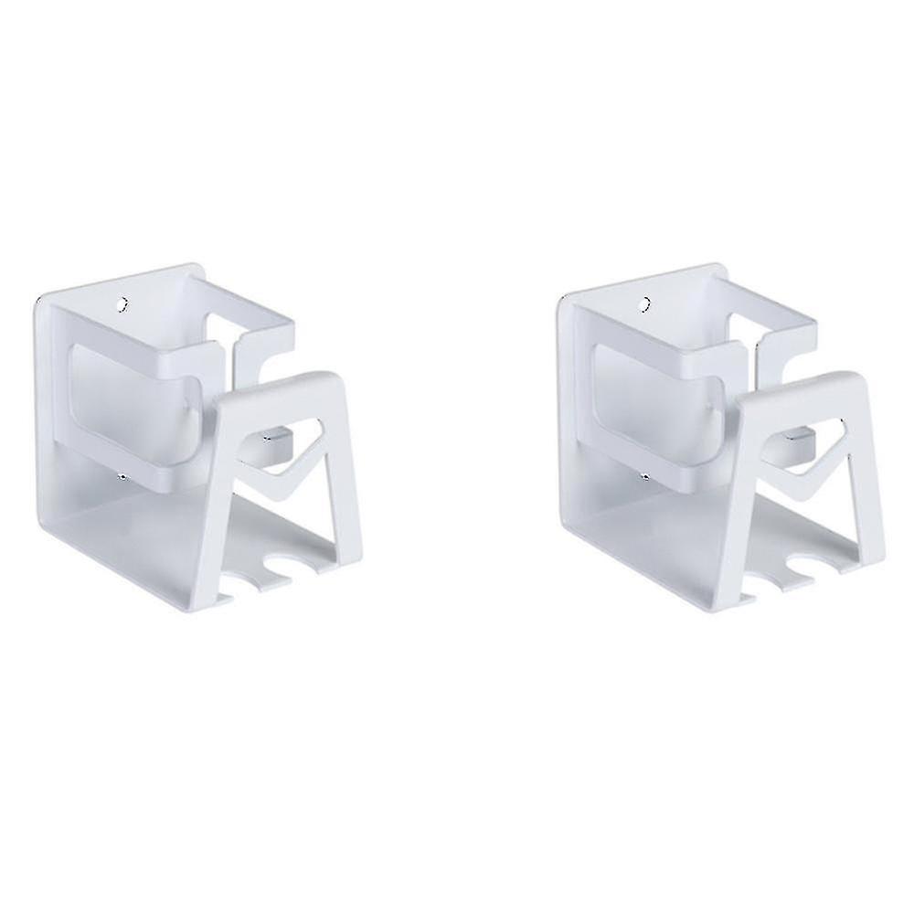 2pcs Toothbrush Holder Cup Holder Shelf Wall Mounted Stand (white)
