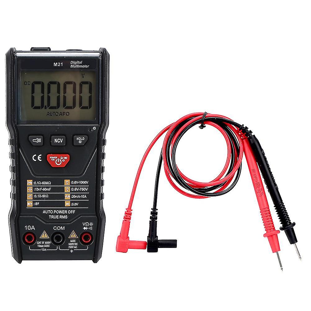 AC/DC Digital Car Multimeter Portable True RMS Multimeter, 6000 Count, Backlight, for Current Voltage Testing - Black