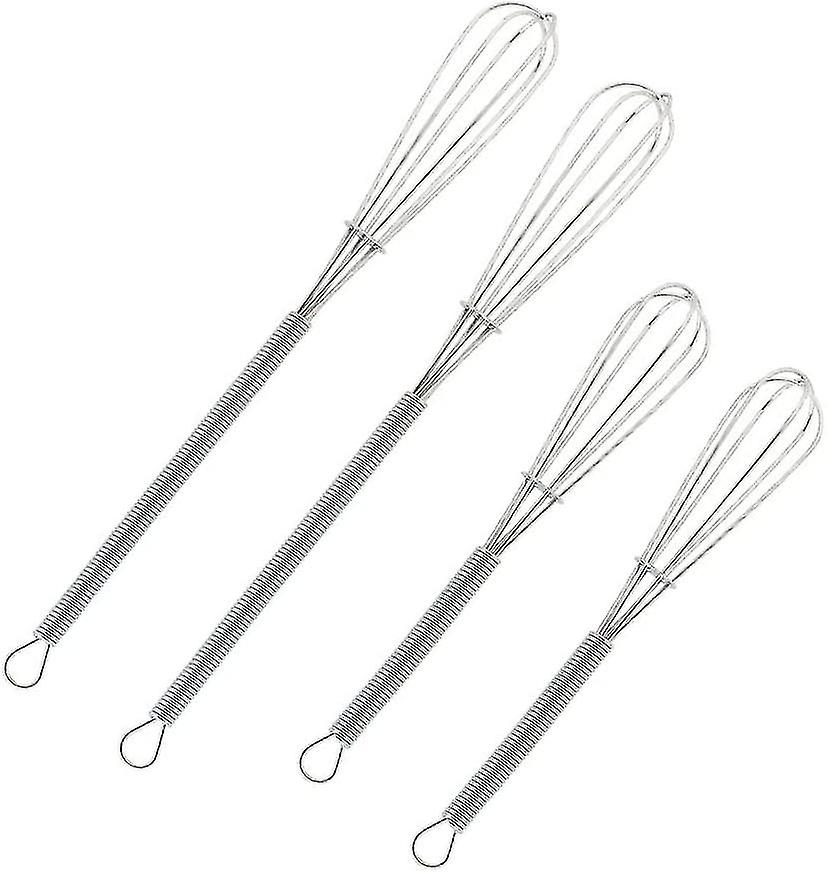 4-pack Mini Wire Kitchen Egg Beater Small Egg Beater Gravy Sauce Mini Egg Beater Silver