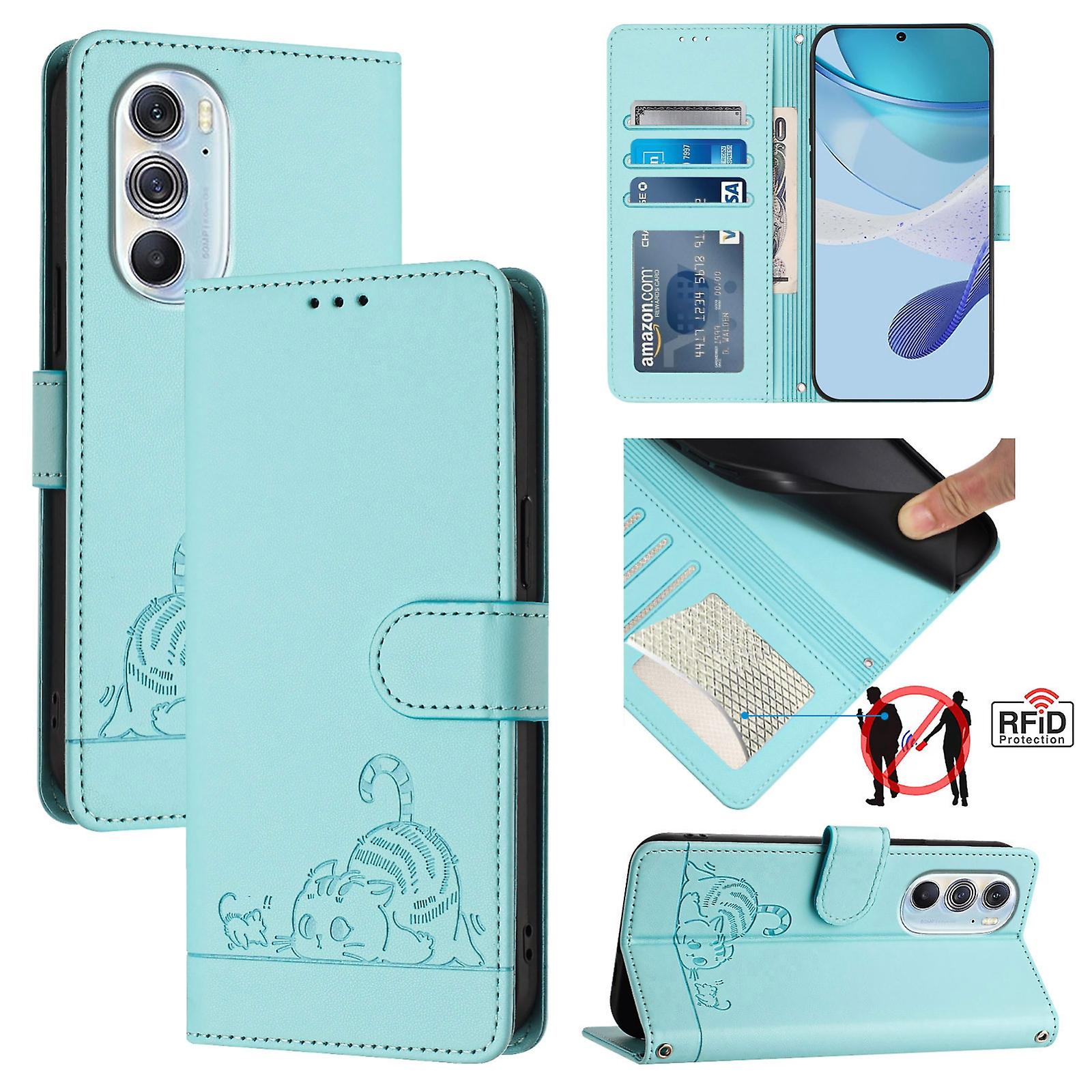 Cat Pattern PU Case For Motorola Edge+ 2022