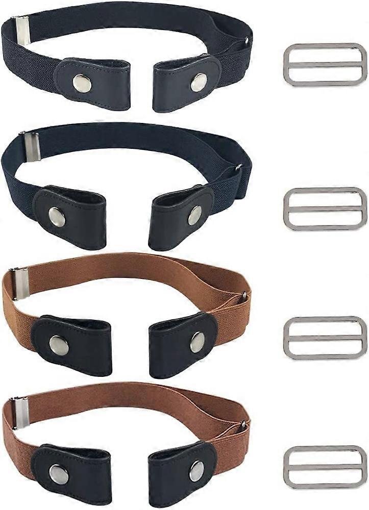 Sets of 4 invisible elastic belts without buckle for men, women and people with special needs