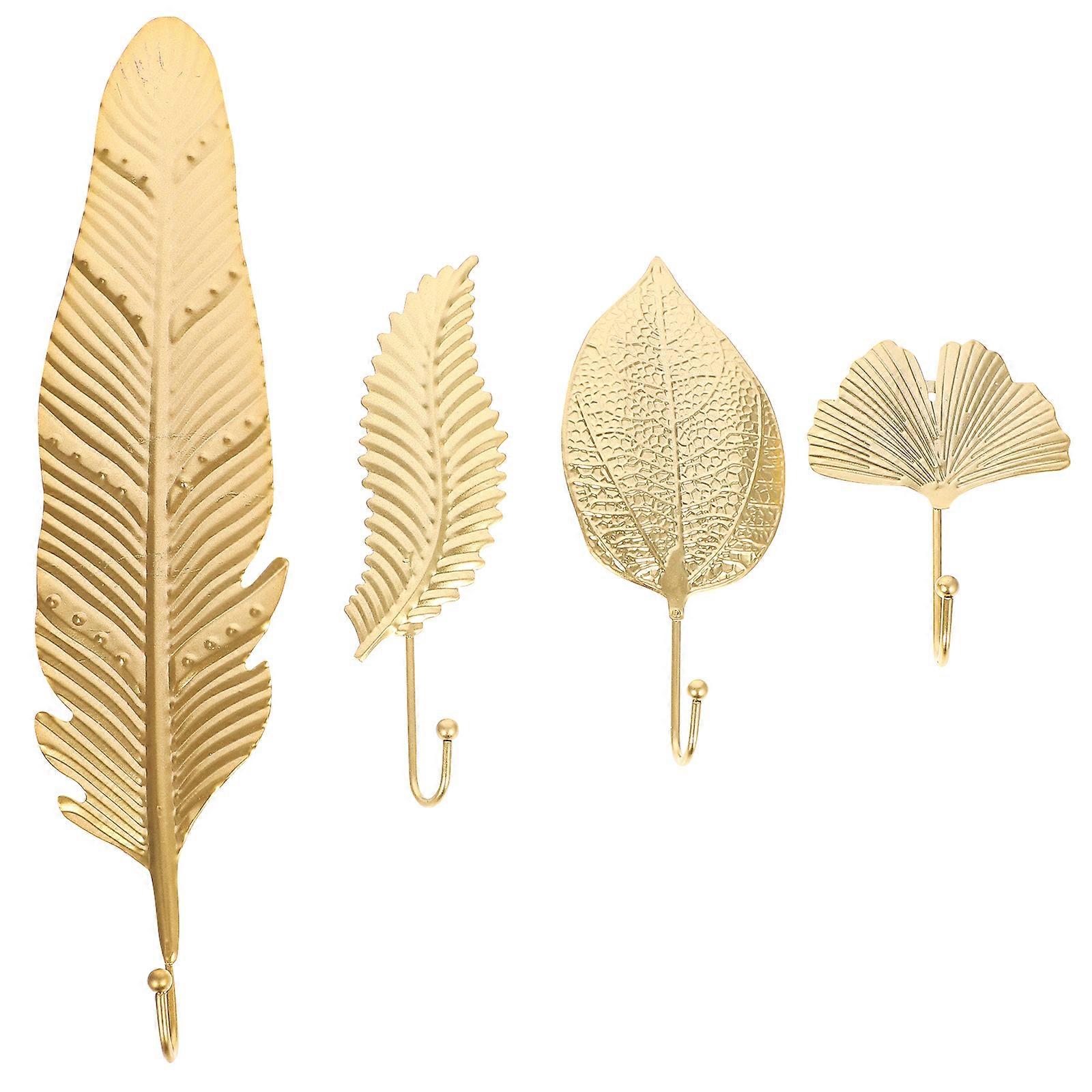 4pcss Multi-use Hooks Wall Hanging Hooks Leaf Shape Hooks Wall Door Entry Hooks