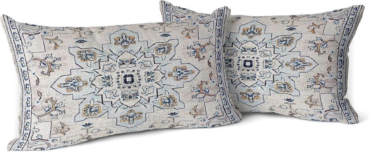 Boho Throw Pillow Covers 12x20 inch Set of 2 Monaco Rug Persian Carpet Double Sided Pattern Short Plush Cotton Soft Pillow Case Cushion Cover Pillowca
