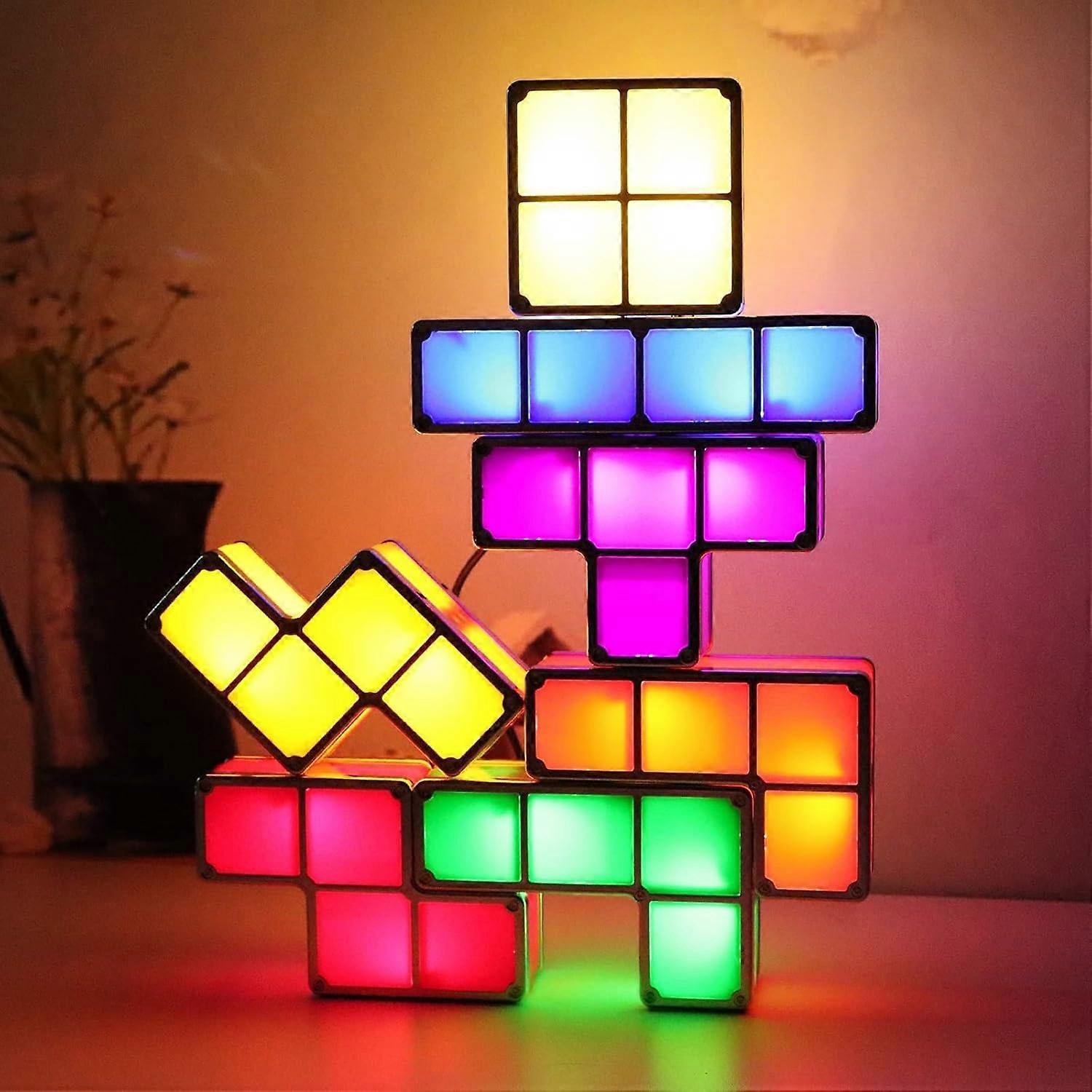 Night Light for Kids, VEEKI Stackable LED 7 Colors 3D Puzzles Night Light Induction Interlocking Des