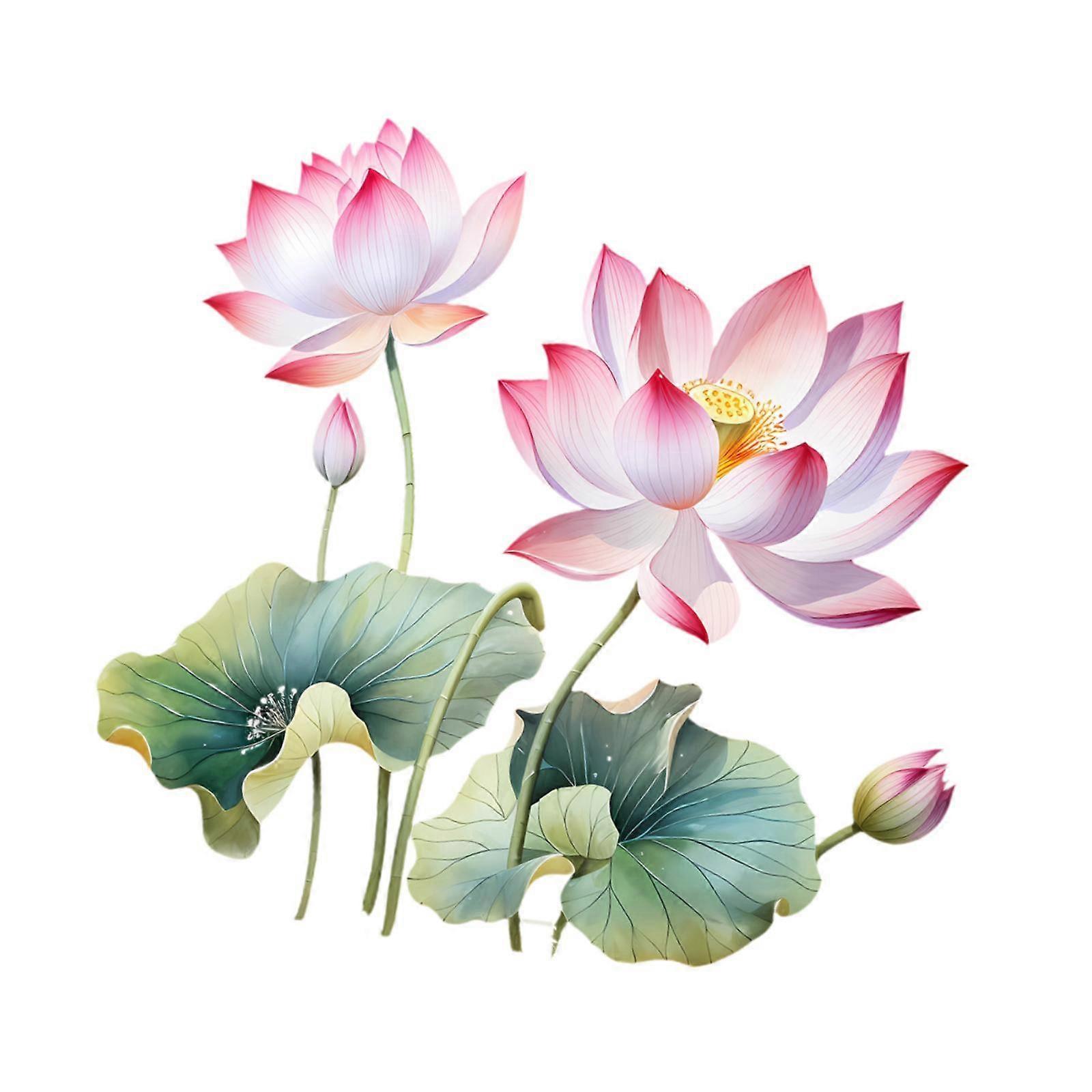 Lotus Wall Sticker Waterproof Livingroom Wall Decal for Window Door Playroom Style A