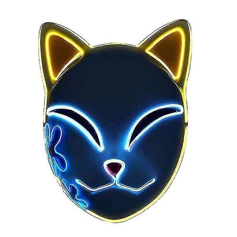 Demon Slayers Fox Mask Led Halloween Mask Cosplay Mask